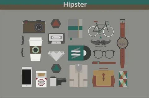 Hipster flat icon Illustrazione stock