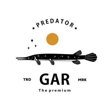 Hipster GAR fish logo vector outline silhouette art icon Stock Illustration