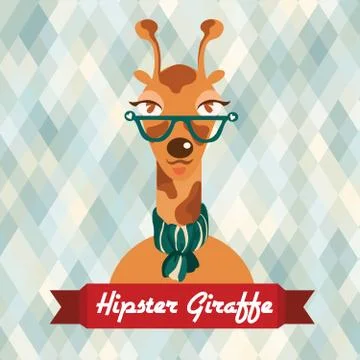 Hipster giraffe poster Illustration