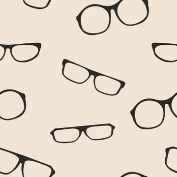 Hipster glasses seamless vector beige pattern or tile background Stock Illustration