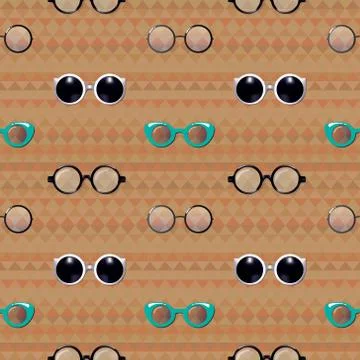 Hipster Glasses Vector Seamless Pattern Stock Illustration