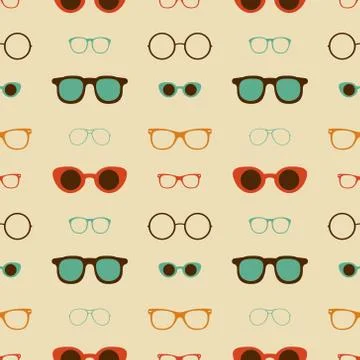 Hipster Glasses Vector Seamless Pattern Stock Illustration