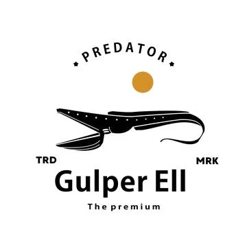 Hipster gulper ell logo vector outline silhouette art icon Illustrazione stock