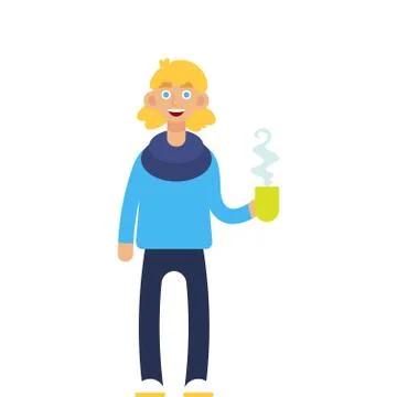 Hipster. Guy with coffee cup. Vector illustration Stock Illustration