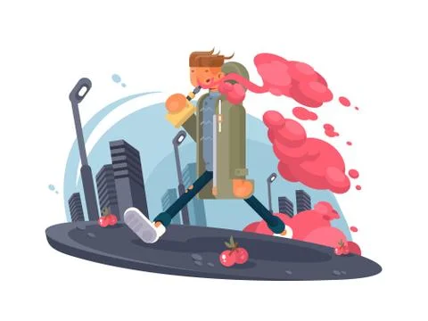 Hipster guy smoking vaper Stock Illustration