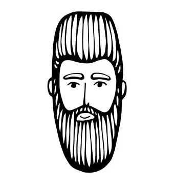 Hipster head with beard. Hand-Drawn Doodle. Vector Illustration - stock vecto Stock Illustration