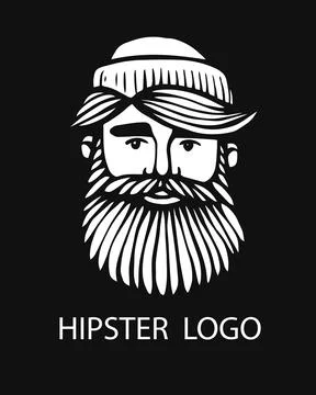 Hipster head with beard. Hand-Drawn Doodle. Vector Illustration - stock vecto Stock Illustration