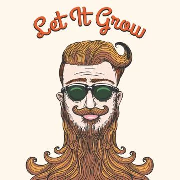 Hipster with huge beard Stock Illustration