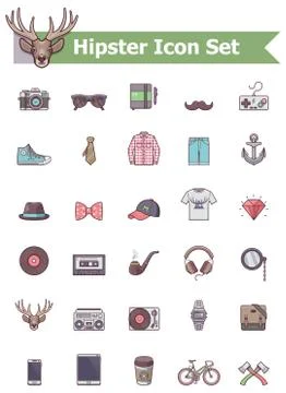 Hipster icon set Stock Illustration