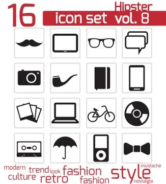Hipster icon set Stock Illustration