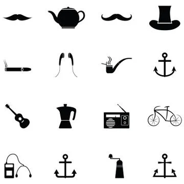 Hipster icon set Illustrazione stock