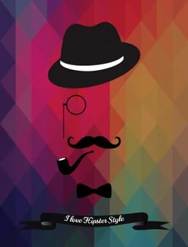 Hipster Illustration on Triangle Background Stock Illustration