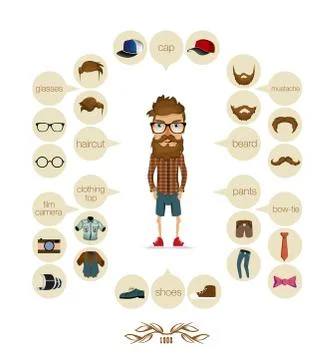 Hipster info graphic hipster elements Stock Illustration