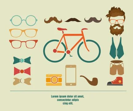 Hipster info graphic hipster elements Stock Illustration
