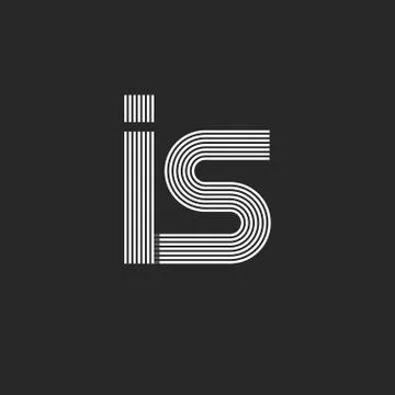 Hipster initials letters is monogram logo, linked two letters i and s icon, c Illustrazione stock