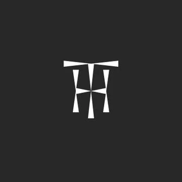 Hipster Initials TH logo mockup from triangles geometric shape, combination t Stock Illustration