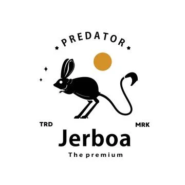 Hipster jerboa logo vector outline silhouette art icon Stock Illustration