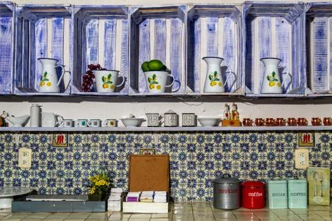 Hipster kitchen decorated with Mexican items Stock Photos