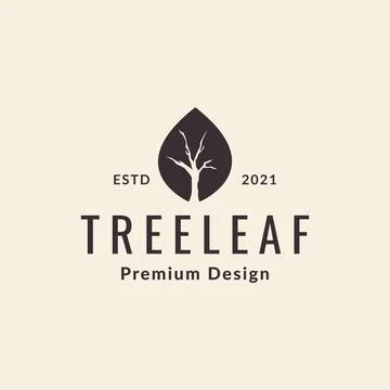 Hipster leaf with tree negative space logo symbol icon vector graphic desig.. Stock Illustration