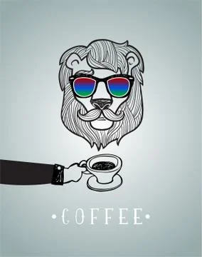 Hipster lion wearing spectacles Stock Illustration