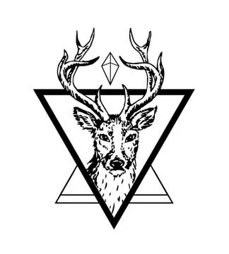 Hipster logo with deer Stock Illustration