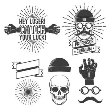 Hipster logos with skull Stock Illustration