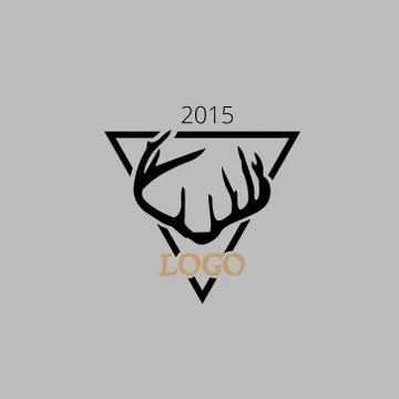 Hipster logotype, antlers in the triangle Stock Illustration