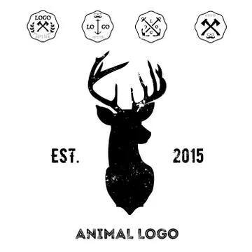 Hipster logotype with head of deer. Stock Illustration