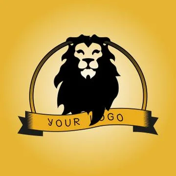 Hipster logotype with head of lion Illustrazione stock