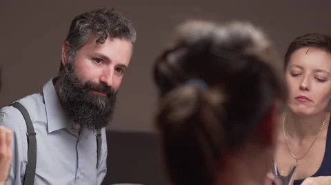 Hipster man in a dinner drinks some wine Видео 46523159