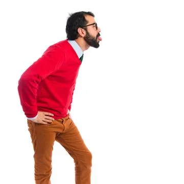 Hipster man doing a joke Stock Photos