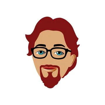 Hipster man face with beard and glasses, Avatar icon symbol. Stock Illustration