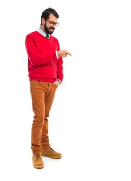 Hipster man presenting something Stock Photos