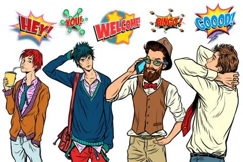Hipster man set Illustrazione stock