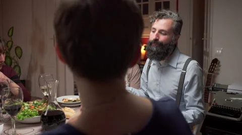 Hipster man talking with friends Stock Footage 46537862