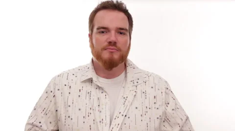 Hipster millennial buttoning up shirt Stock Footage 63083383