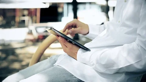 Hipster Monitoring Social Networks Stock Footage