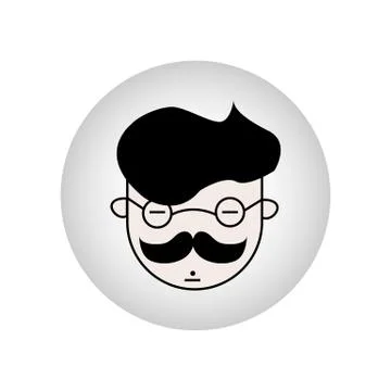 Hipster with mustache circle icon. Stock Illustration