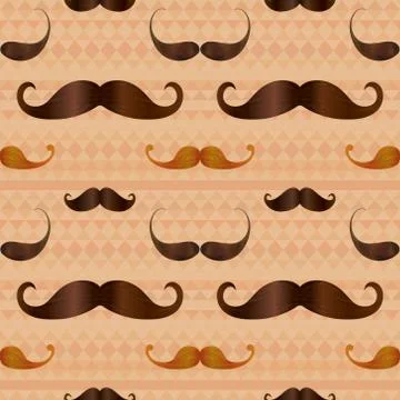 Hipster mustache on geometric seamless pattern Stock Illustration