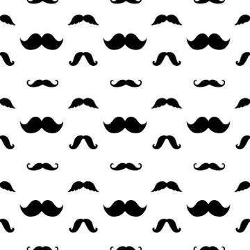 Hipster Mustaches Vector Seamless Pattern Stock Illustration