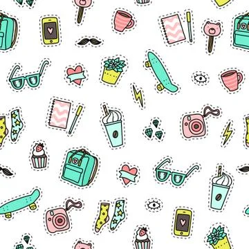 Hipster objects background. Stock Illustration