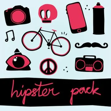 Hipster objects vector set Stockillustratie
