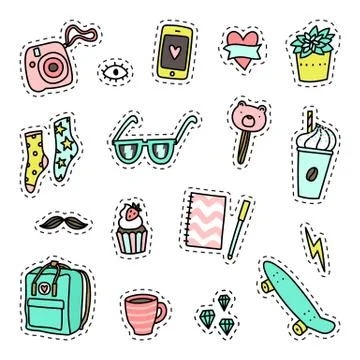 Hipster pack. Set of objects. Stock Illustration