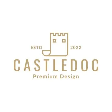 Hipster paper document with castle logo design, vector graphic symbol icon .. イラスト素材