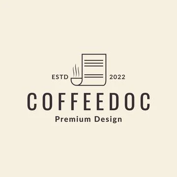 Hipster paper document with coffee logo design, vector graphic symbol icon .. Stock Illustration