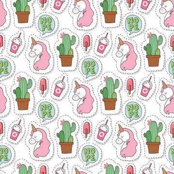Hipster patches elements hand drawn cute fashionable stickers doodle pop art Stock-Illustration