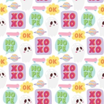 Hipster patches elements hand drawn cute fashionable stickers doodle pop art Stock Illustration