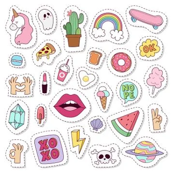 Hipster patches vector set Illustrazione stock