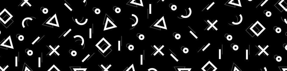 Hipster pattern with black and white geometric forms. Retro 80s-90s pattern  Stock Illustration