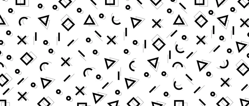 Hipster pattern with black and white geometric forms. Retro 80s-90s pattern Illustrazione stock